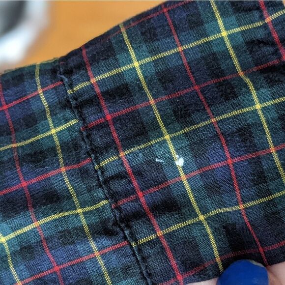 LL Bean Women's Ruffle Front Button Plaid Shirt - Picture 4 of 6